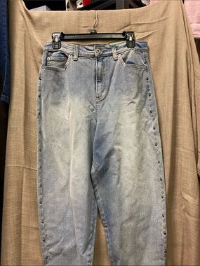 INC International Concepts Light Blue Boyfriend Jeans with Side Studs